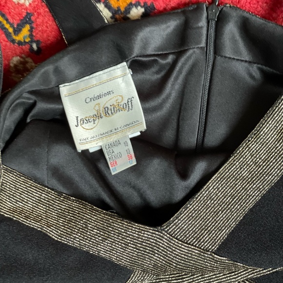 Joseph Ribkoff Size 10 Black and Gold Dress, Vintage Little Black Dress, Gift - Picture 13 of 14